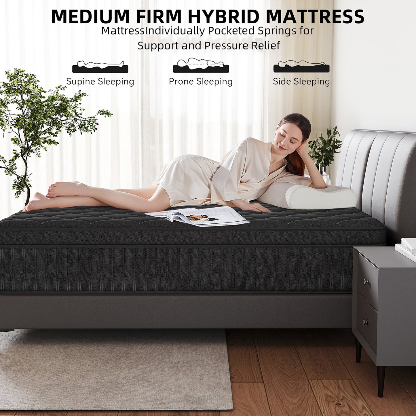lemontalking 12/14 INCH TWIN FULL QUEEN KING SIZE MATTRESS MEDIUM COMFORT FULL SIZE FOR ADULT HYBRID MATTRESS IN A BOX