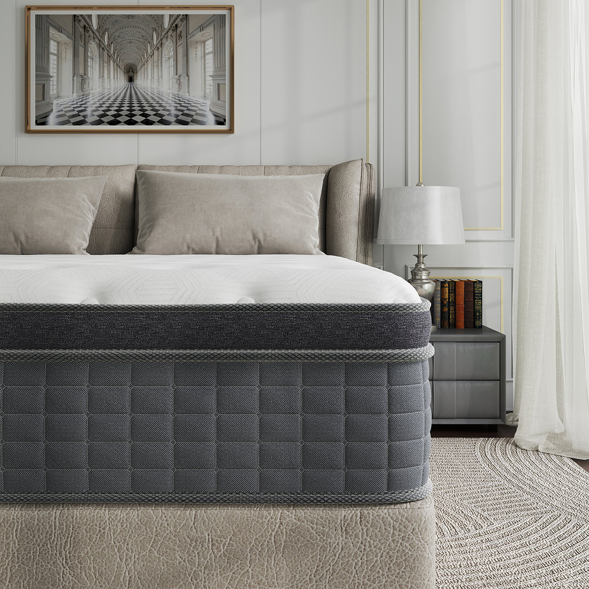 maesin12 Chime 12 Inch Hybrid White King Mattress in a Box – Luna