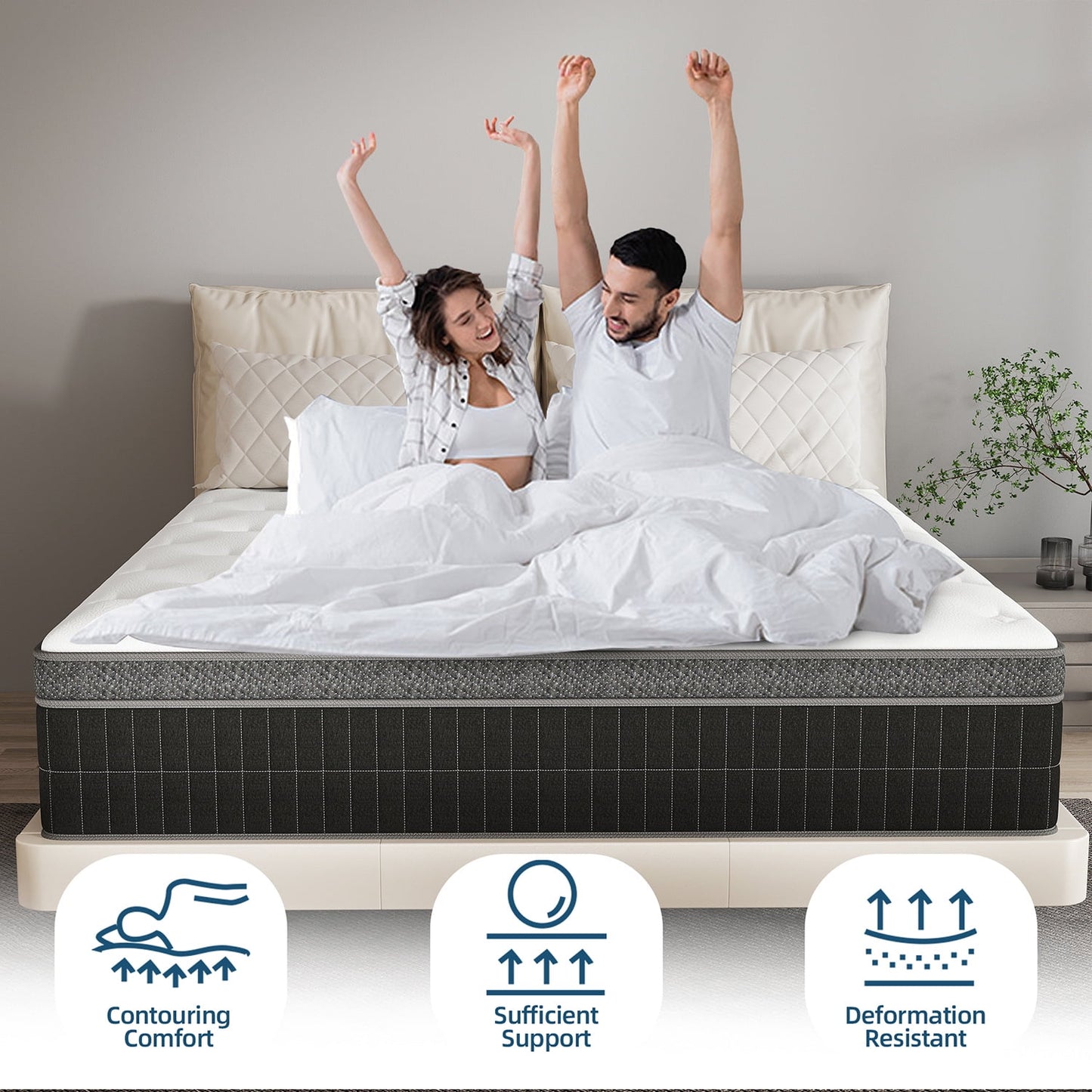 Kviwasha 10/12/14 INCH TWIN FULL QUEEN KING ADULT MATTRESS WITH POCKET SPRING HYBRID MEMORY FOAM MEDIUM FIRM MATTRESS