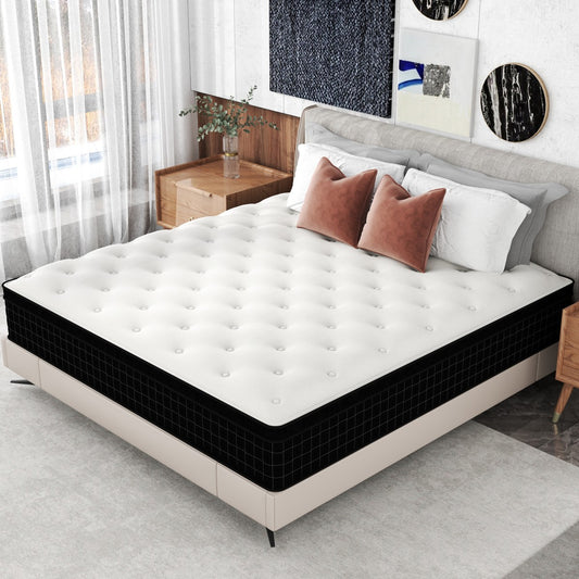CHEVNI 12/14 Inch Mattress In a Box Hybrid Pocket Spring Memory Foam TWIN FULL QUEEN KING Size