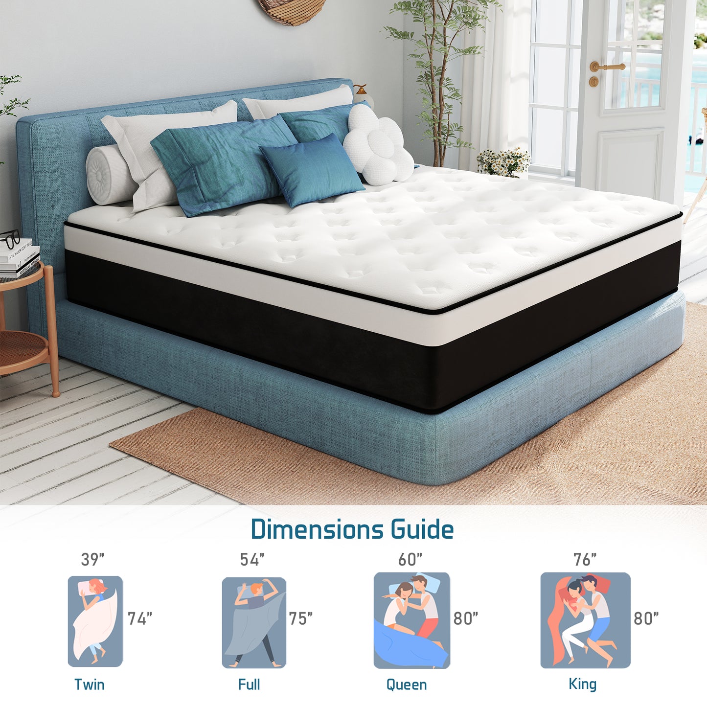 Yilicy 8 /10/12/14 INCH TWIN FULL QUEEN KING MATTRESS MEDIUM COMFORT TWIN SIZE FOR ADULT HYBRID MATTRESS IN A BOX