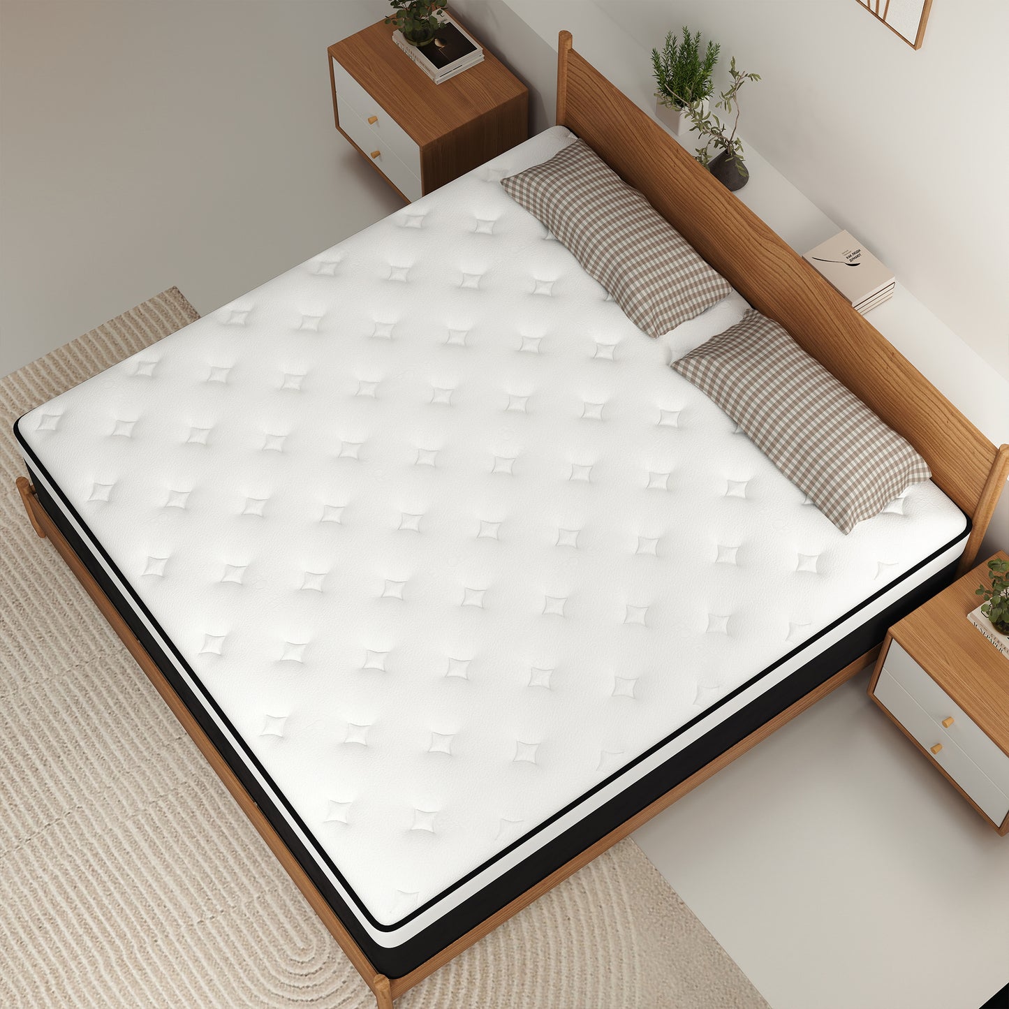 KVIWASHA TWIN 8 /10/12/14 INCH TWIN FULL QUEEN KING HYBRID MEMORY FOAM MATTRESS IN A BOX MEDIUM FIRM SOFT AND BREATHABLE