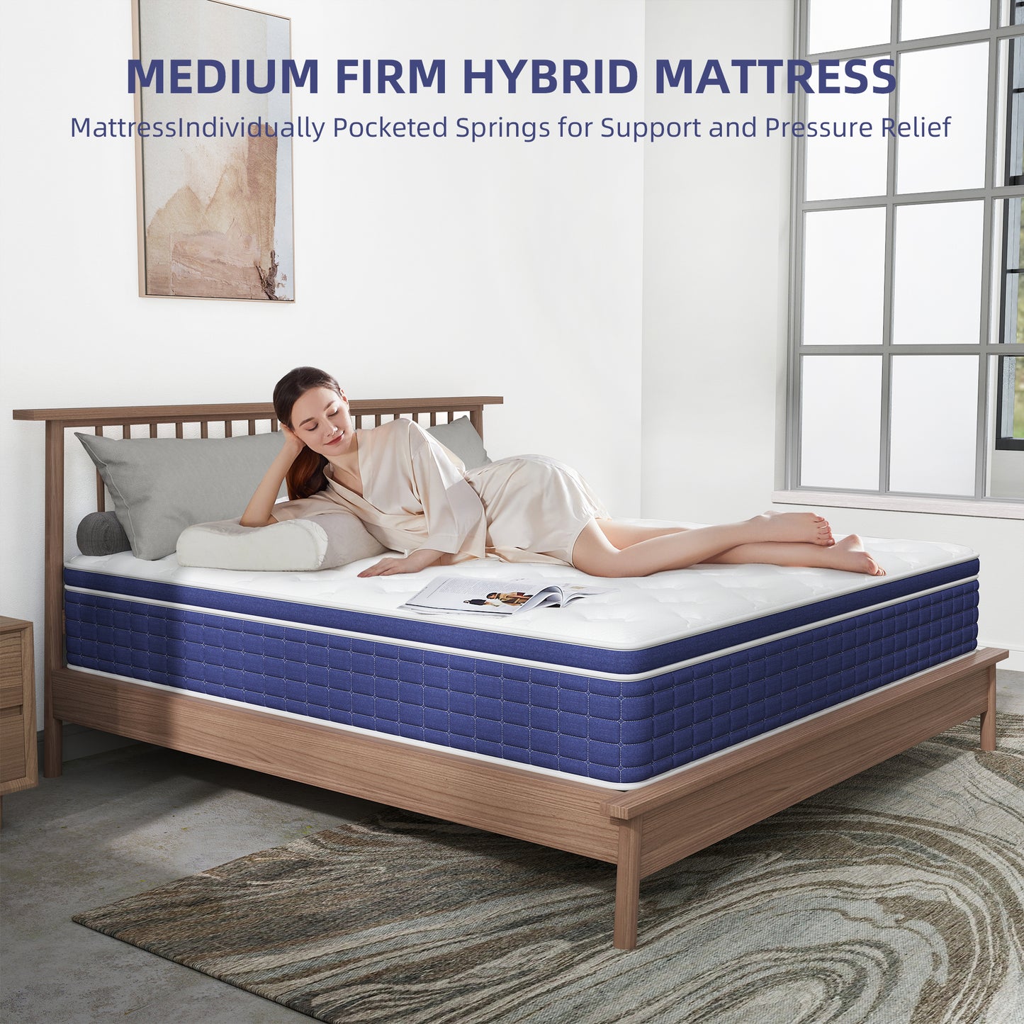 Yilicy 12 /14 INCH TWIN FULL QUEEN KING MATTRESS ,HYBRID MATTRESSES MEDIUM FIRM IN A BOX
