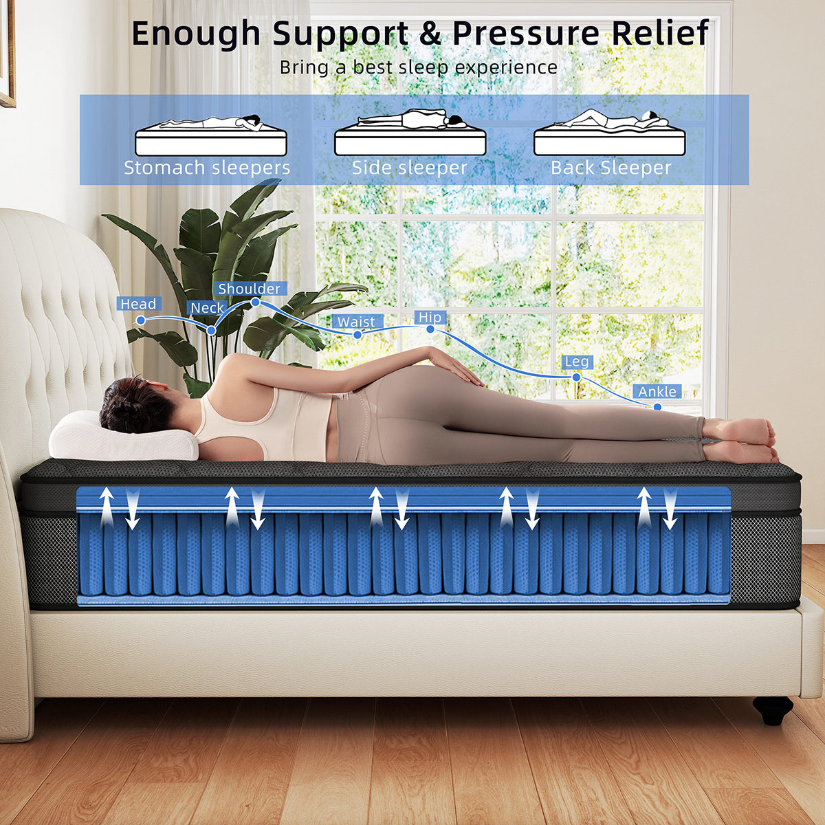 CICIMLU 12 INCH TWIN FULL QUEEN KING MATTRESS ,HYBRID MATTRESSES MEDIUM FIRM IN A BOX