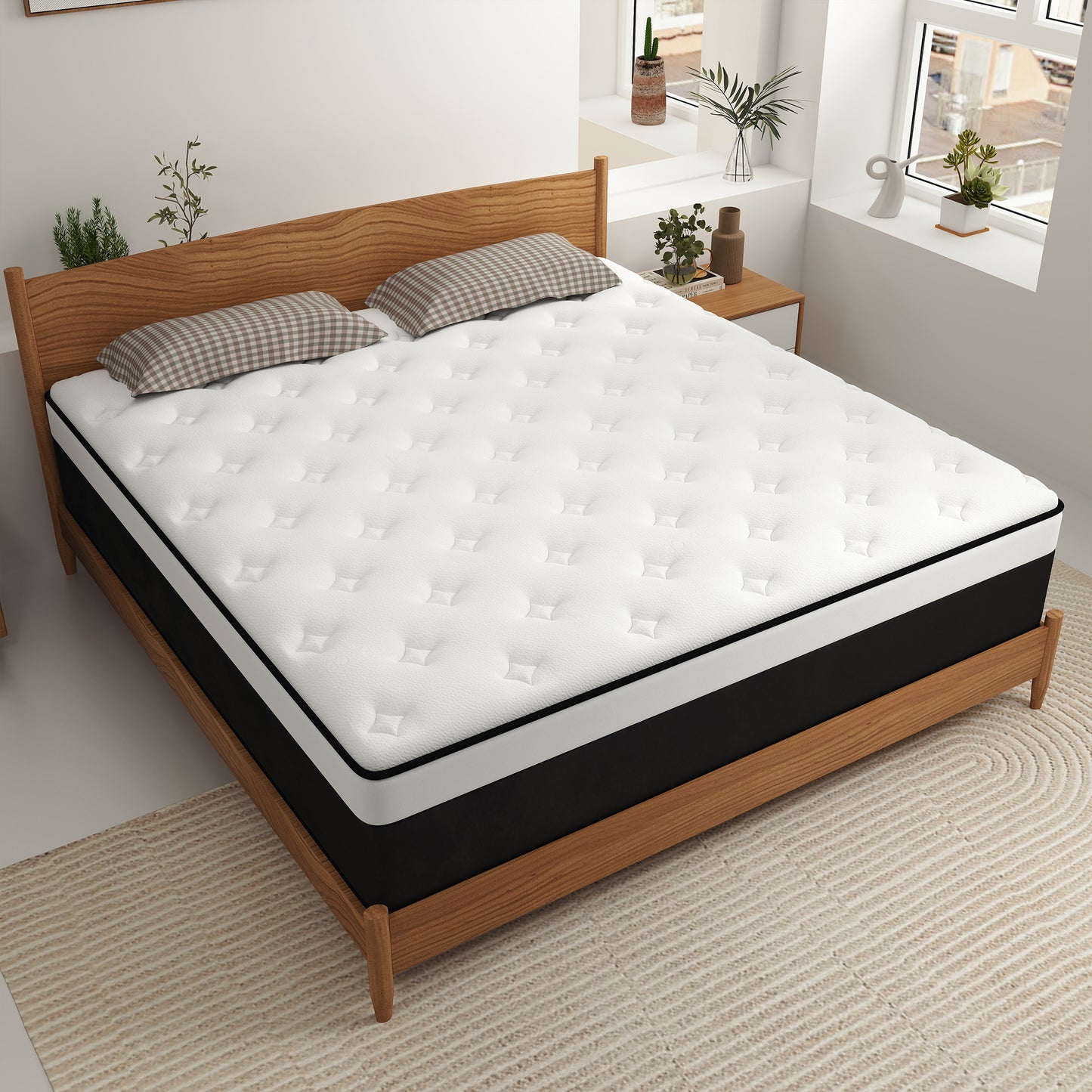 KVIWASHA TWIN 8 /10/12/14 INCH TWIN FULL QUEEN KING HYBRID MEMORY FOAM MATTRESS IN A BOX MEDIUM FIRM SOFT AND BREATHABLE