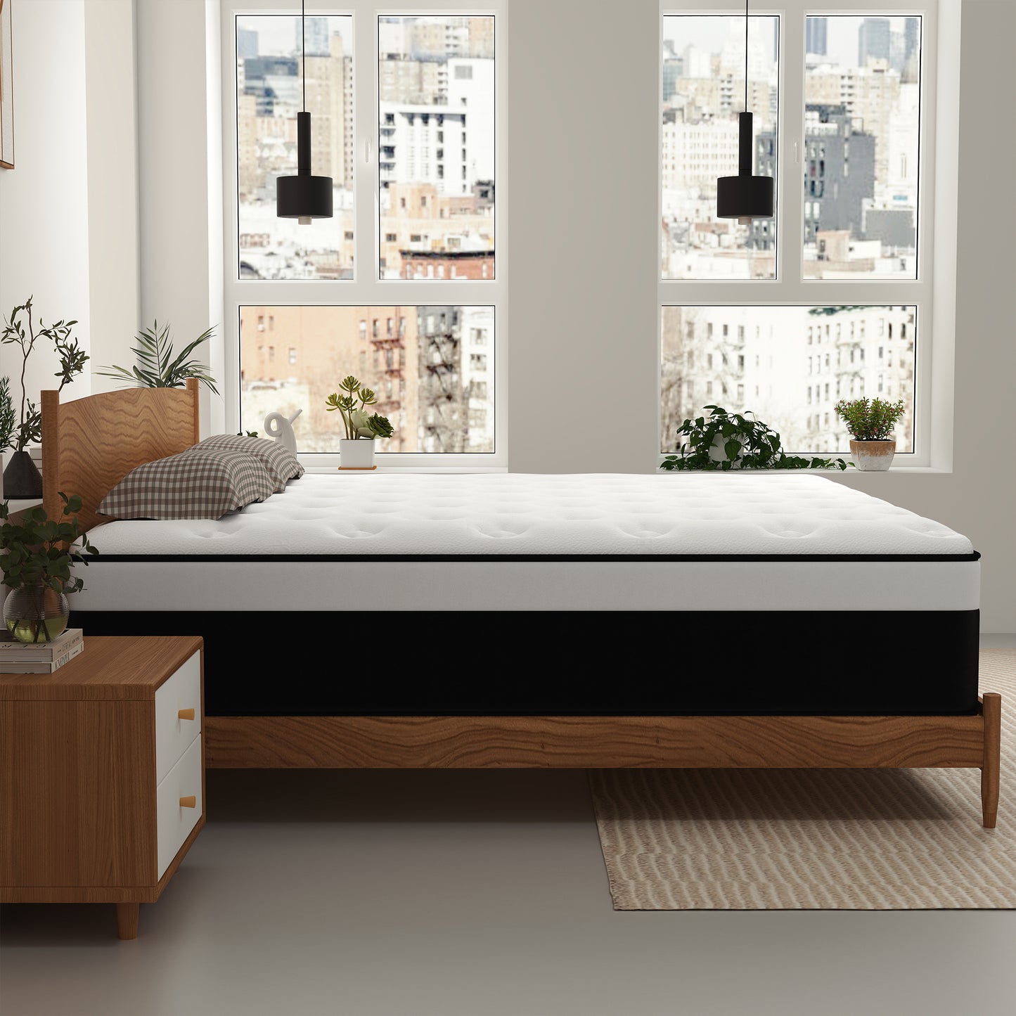 KVIWASHA TWIN 8 /10/12/14 INCH TWIN FULL QUEEN KING HYBRID MEMORY FOAM MATTRESS IN A BOX MEDIUM FIRM SOFT AND BREATHABLE