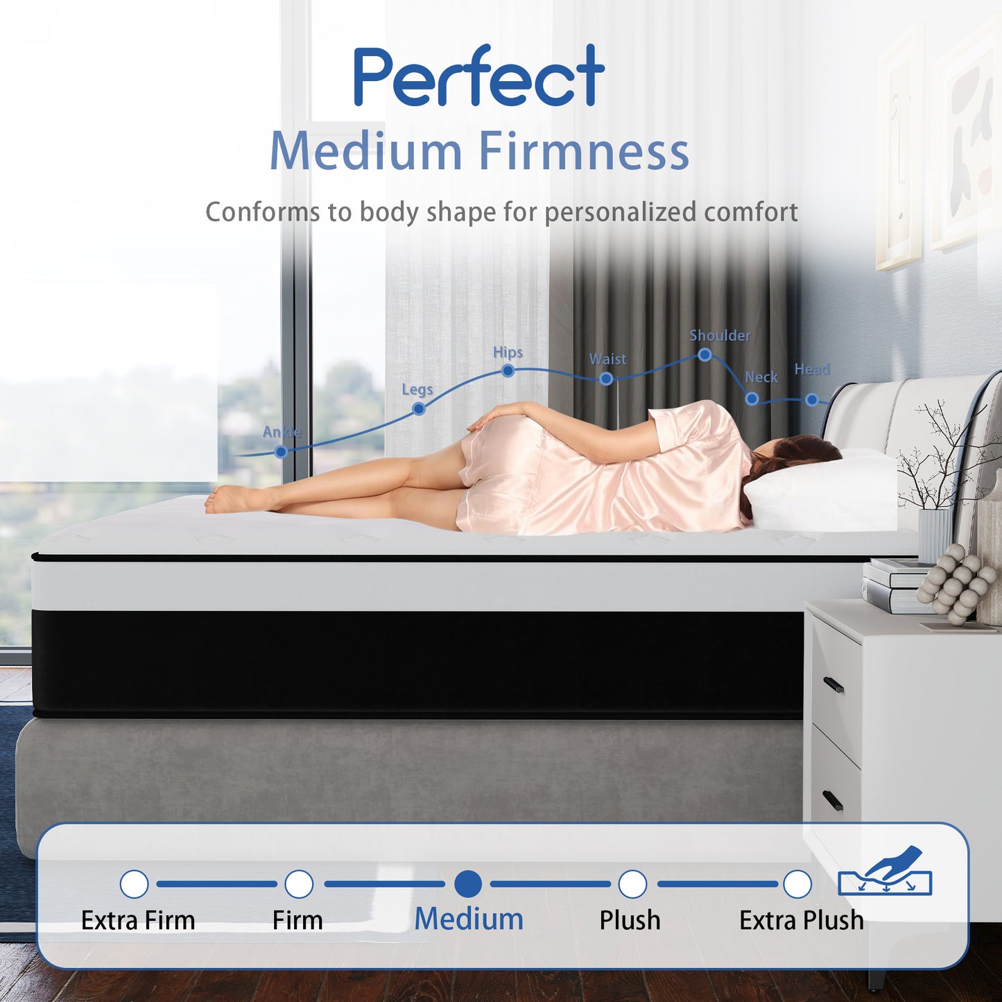 Mulinature 8/10/12/14 INCH TWIN FULL QUEEN KING SIZE MATTRESS MEDIUM COMFORT FULL SIZE FOR ADULT HYBRID MATTRESS IN A BOX