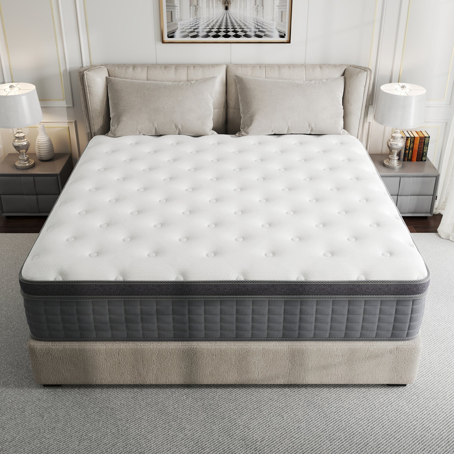 14 INCH MATTTRESS IN A BOX HYBRID MEMORY FOAM SPRING TWIN FULL QUEEN KING SIZE