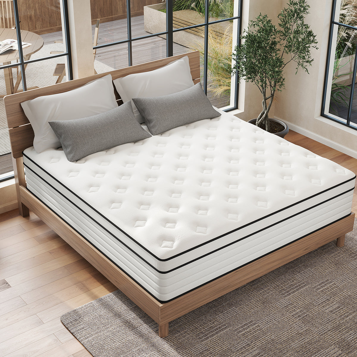 CHEVNI 12/14 INCH HYBRID SPRING MEMORY FOAM WHITE MATTTRESS IN A BOX TWIN FULL QUEEN KING SIZE