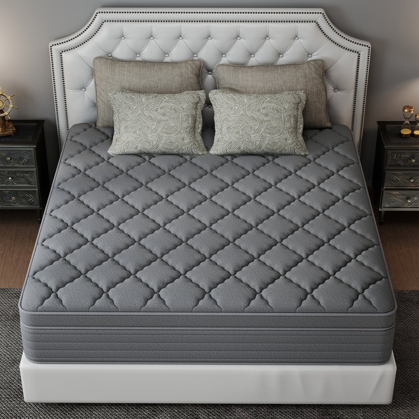 CHEVNI  12/14 Inch Gray Mattress Hybrid Spring Memory Foam Mattresses TWIN FULL QUEEN KING Size