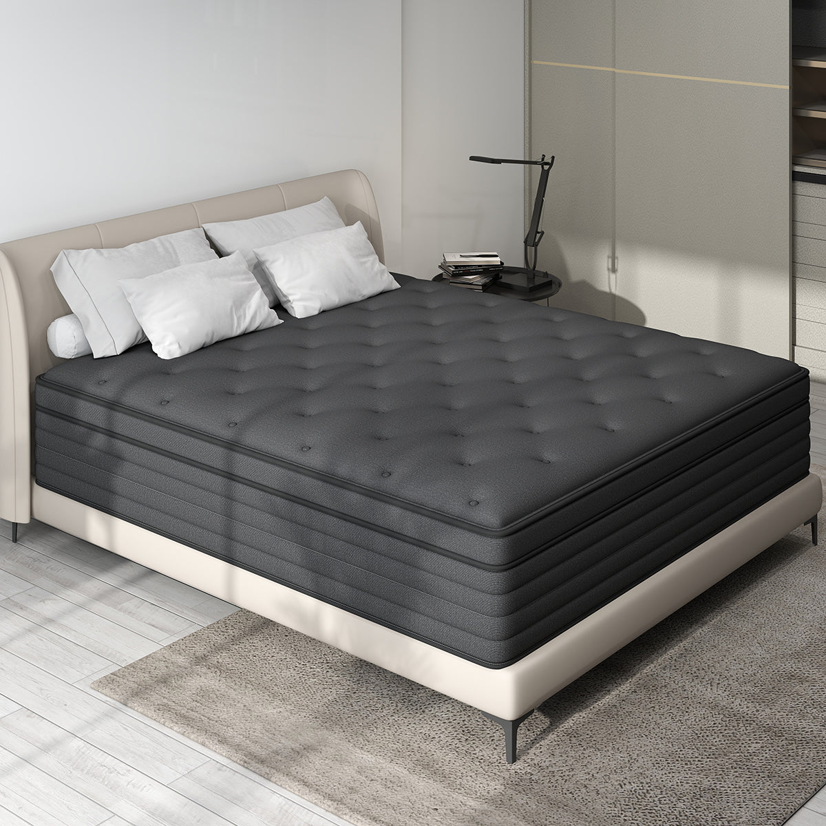 CHEVNI 12 INCH HYBRID SPRING MEMORY FOAM BLACK MATTTRESS IN A BOX TWIN FULL QUEEN KING SIZE