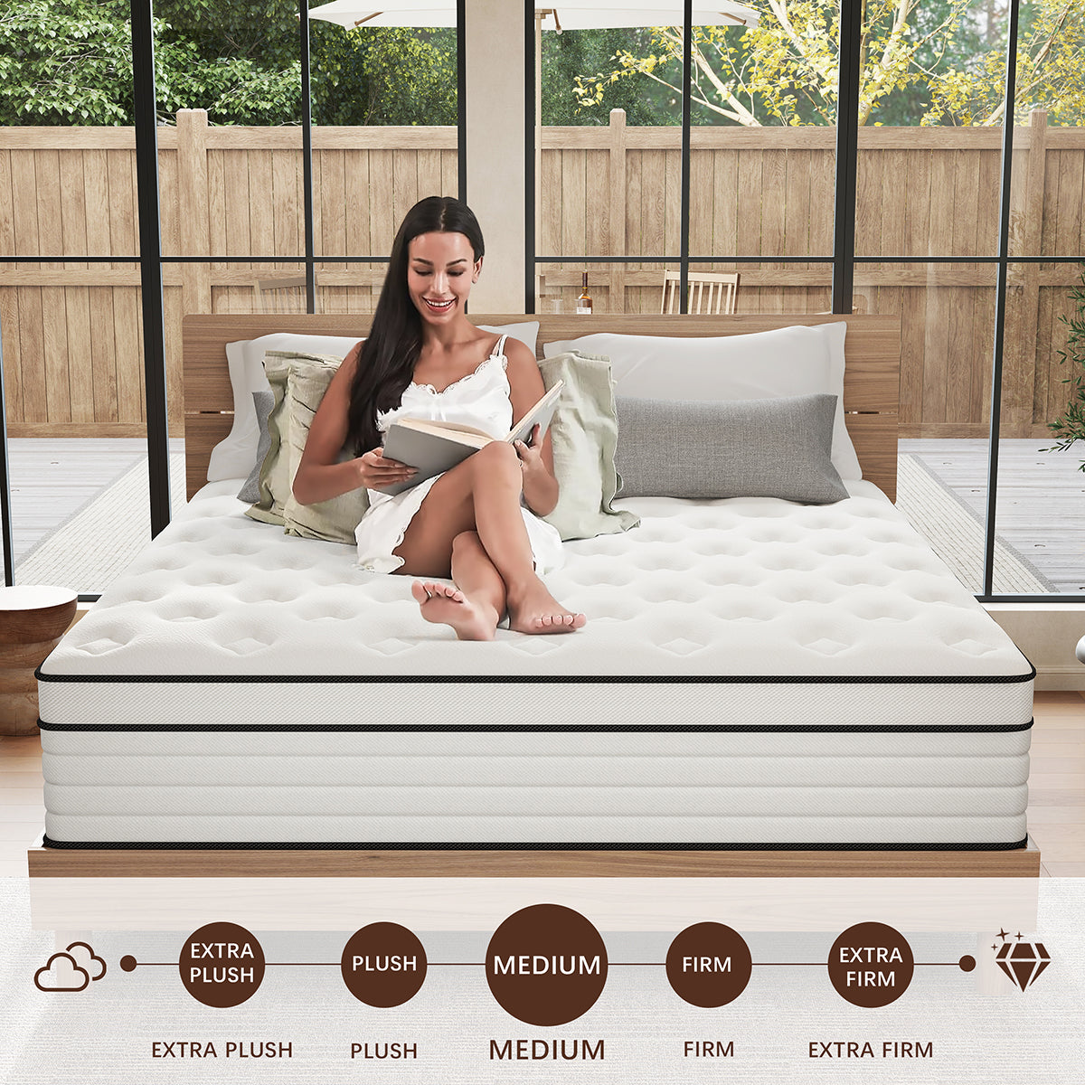 CHEVNI 12/14 INCH HYBRID SPRING MEMORY FOAM WHITE MATTTRESS IN A BOX TWIN FULL QUEEN KING SIZE