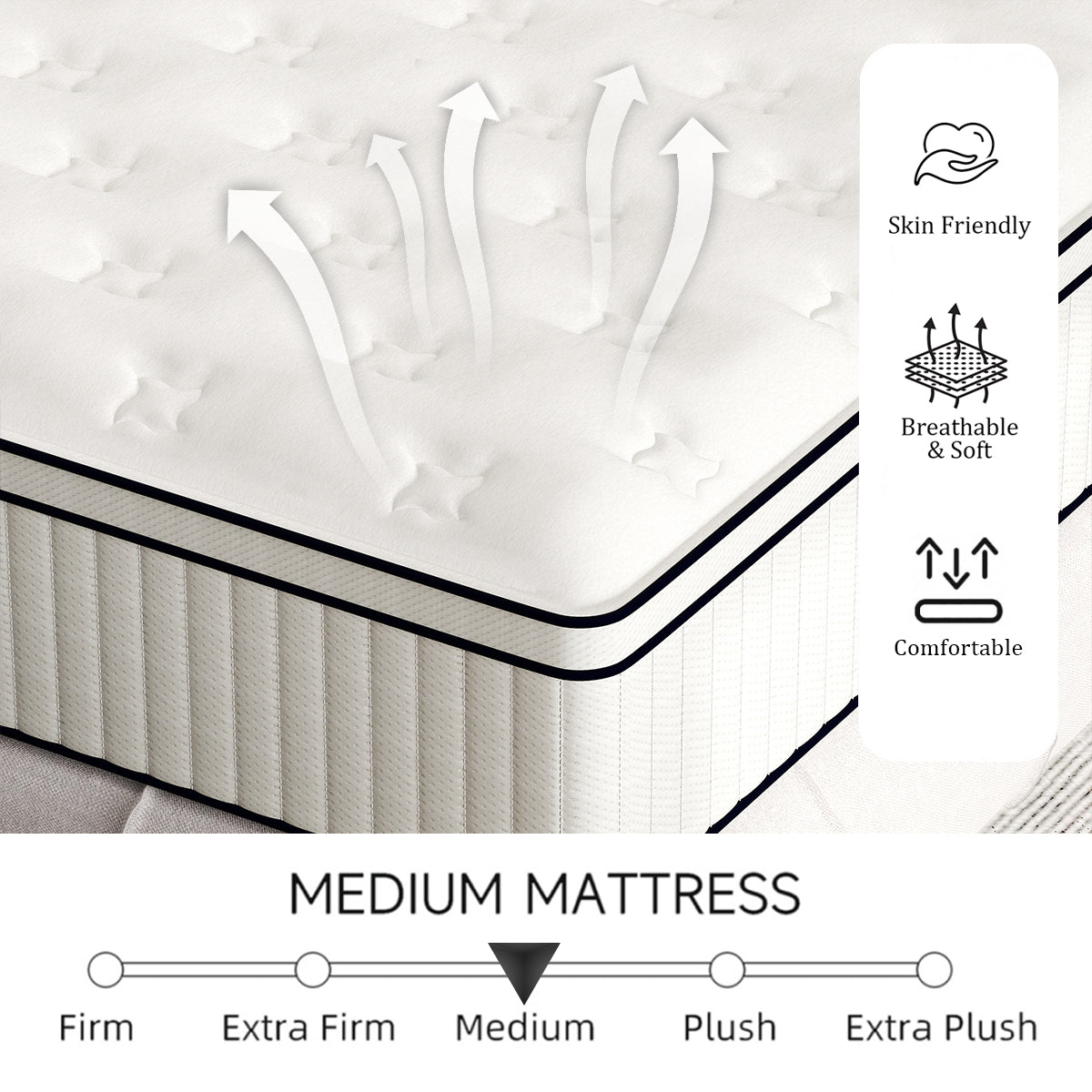 12 INCH WHITE MATTTRESS IN A BOX HYBRID SPRING MEMORY FOAM TWIN FULL QUEEN KING SIZE