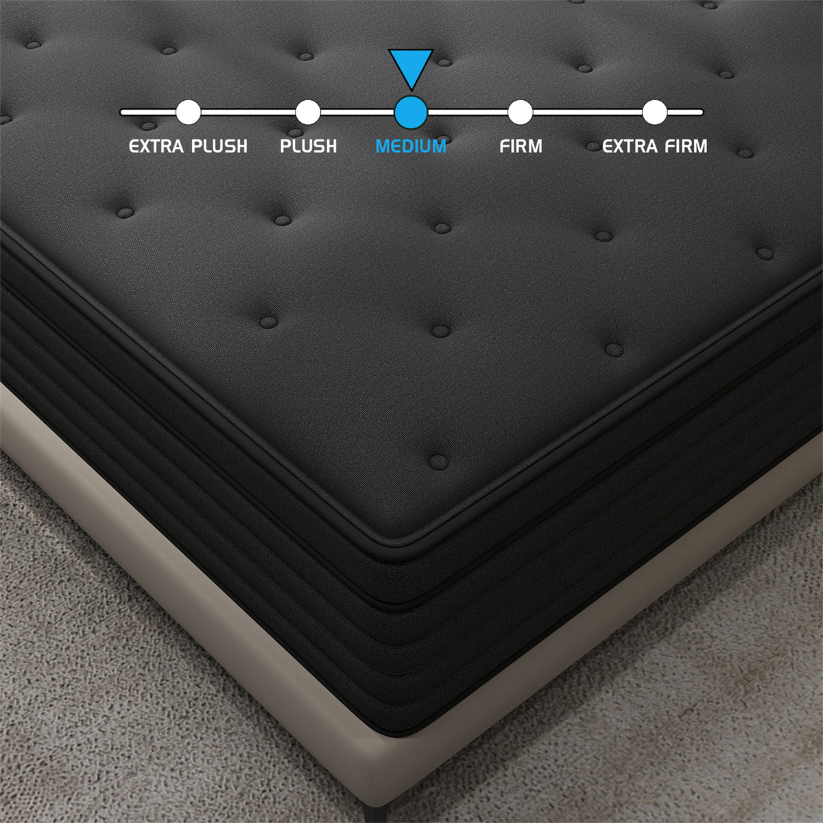 CHEVNI 12 INCH HYBRID SPRING MEMORY FOAM BLACK MATTTRESS IN A BOX TWIN FULL QUEEN KING SIZE