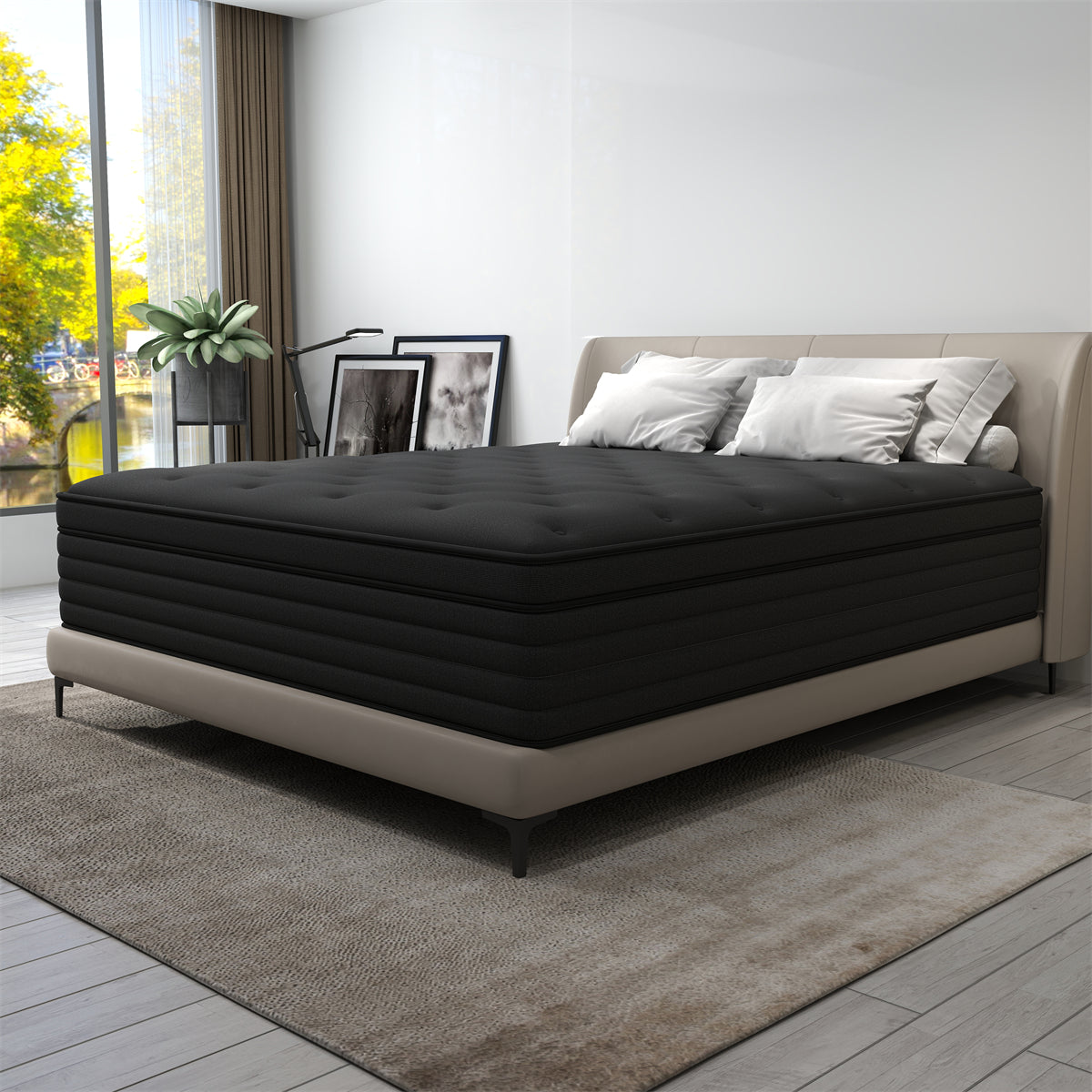 CHEVNI 12 INCH HYBRID SPRING MEMORY FOAM BLACK MATTTRESS IN A BOX TWIN FULL QUEEN KING SIZE