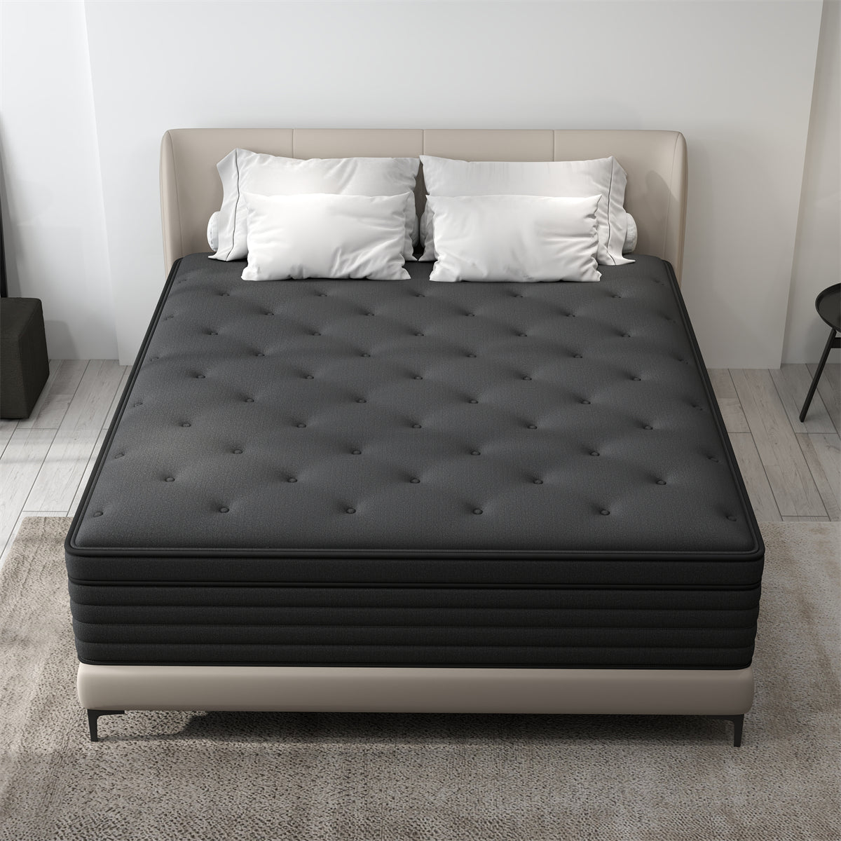 CHEVNI 12 INCH HYBRID SPRING MEMORY FOAM BLACK MATTTRESS IN A BOX TWIN FULL QUEEN KING SIZE