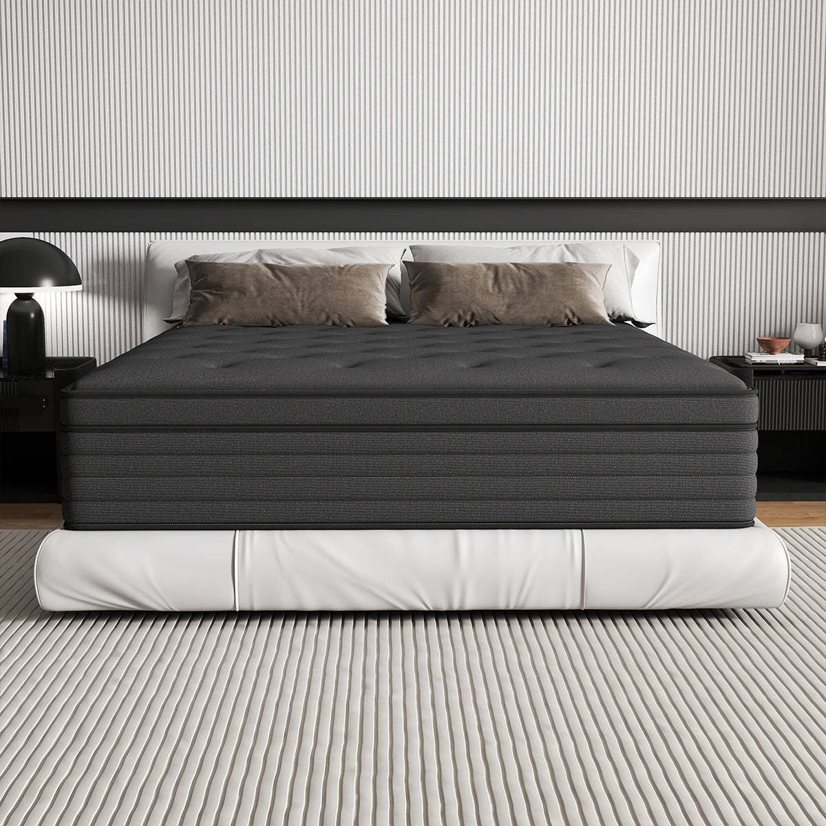 CHEVNI 12/14 INCH HYBRID SPRING MEMORY FOAM BLACK MATTTRESS IN A BOX TWIN FULL QUEEN KING SIZE