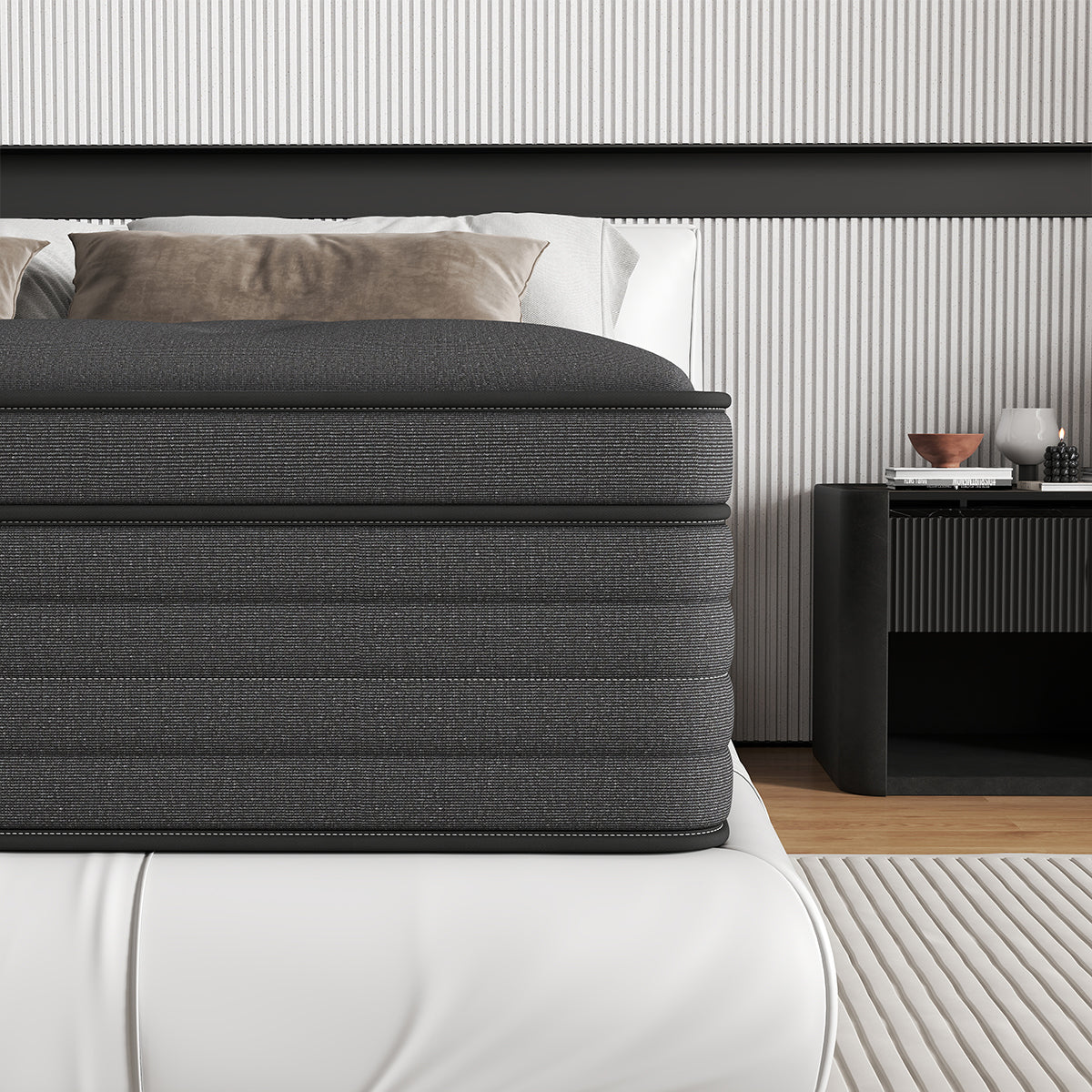 CHEVNI 12/14 INCH HYBRID SPRING MEMORY FOAM BLACK MATTTRESS IN A BOX TWIN FULL QUEEN KING SIZE