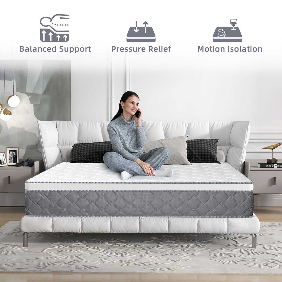 CHEVNI 12/14 INCH QUEEN SIZE HYBRID MATTTRESS INNERSPRING MEMORY FOAM MATTRESS