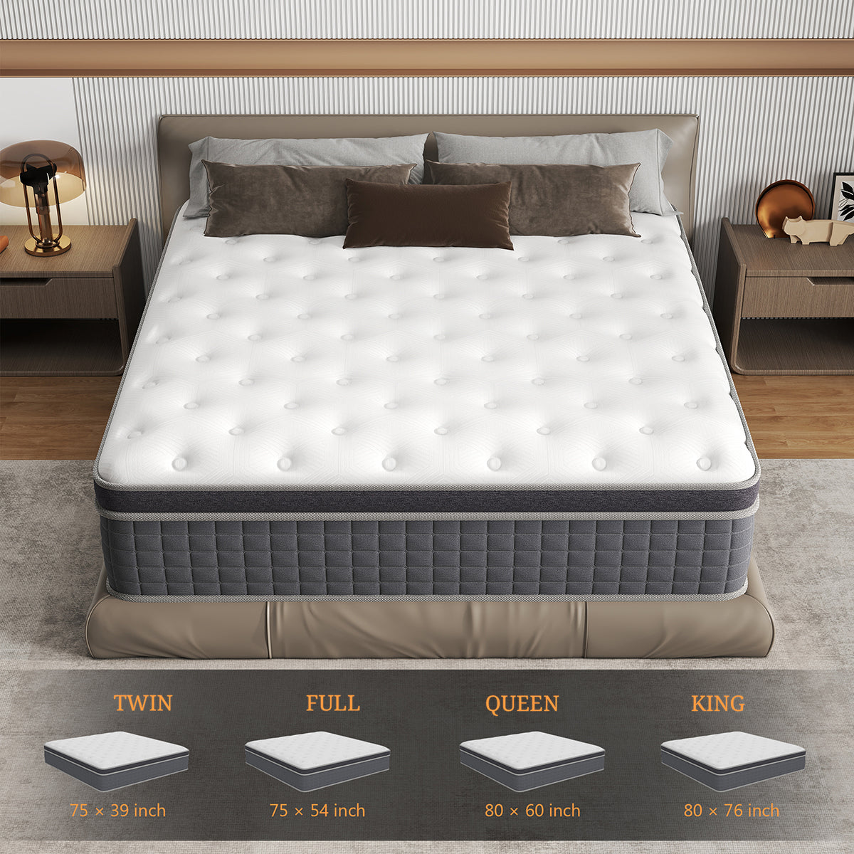 CHEVNI 12/14 Inch Mattress Hybrid Spring Memory Foam TWIN FULL QUEEN KING Size