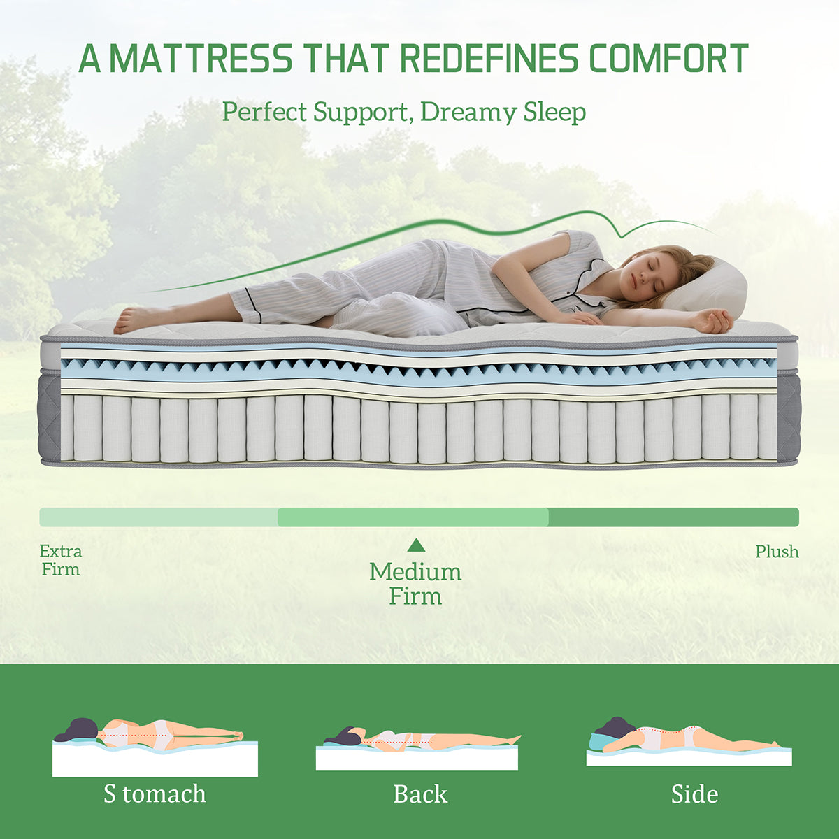 CHEVNI 12/14 INCH QUEEN SIZE HYBRID MATTTRESS INNERSPRING MEMORY FOAM MATTRESS