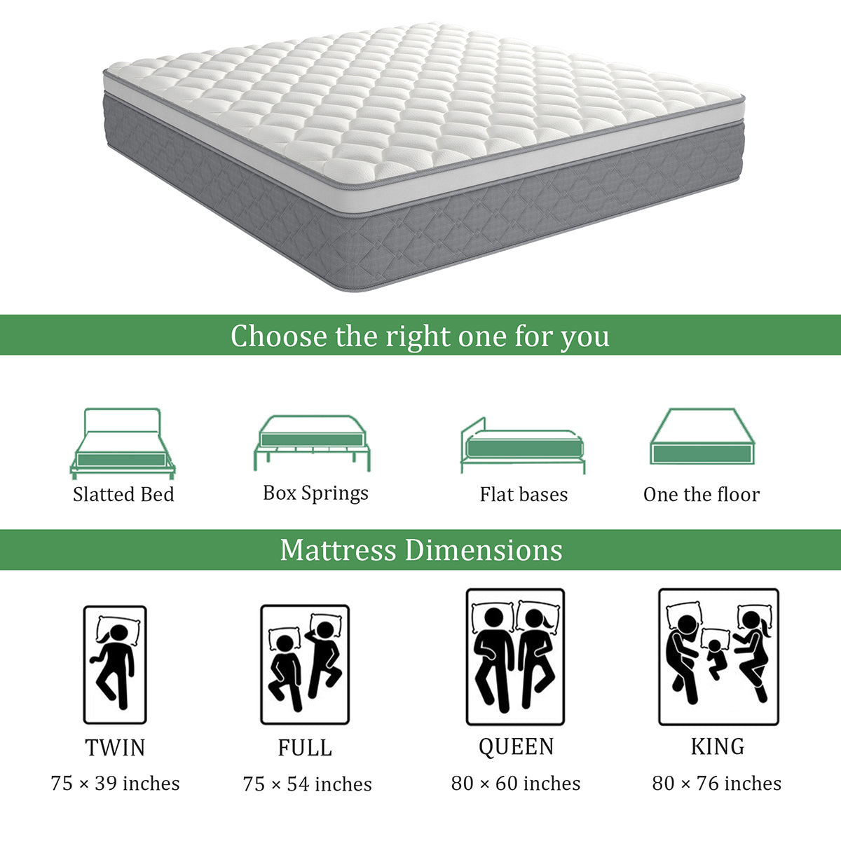 CHEVNI 12/14 INCH QUEEN SIZE HYBRID MATTTRESS INNERSPRING MEMORY FOAM MATTRESS