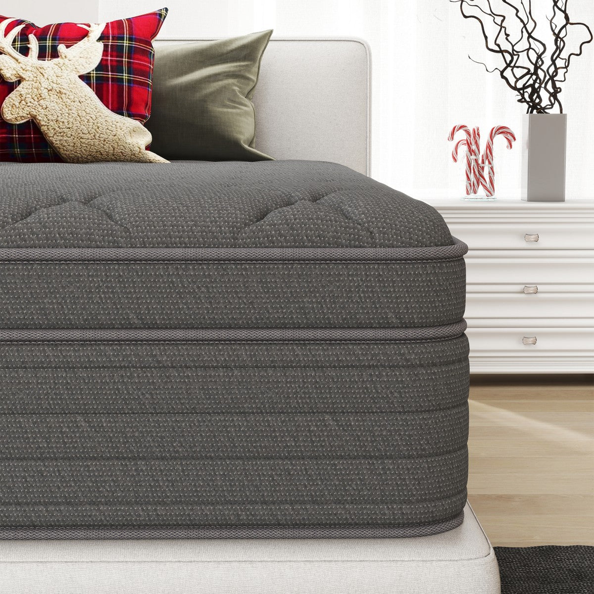 CHEVNI  12/14 Inch Gray Mattress Hybrid Spring Memory Foam Mattresses TWIN FULL QUEEN KING Size