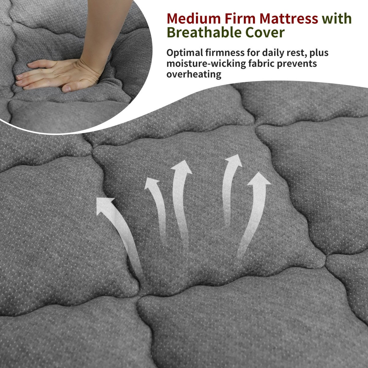 CHEVNI  12/14 Inch Gray Mattress Hybrid Spring Memory Foam Mattresses TWIN FULL QUEEN KING Size