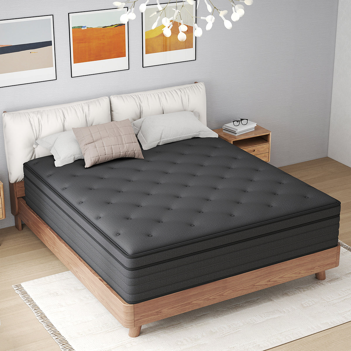 CHEVNI 8/12/14 Inch Black Mattress Hybrid Spring Memory Foam TWIN FULL QUEEN KING Size
