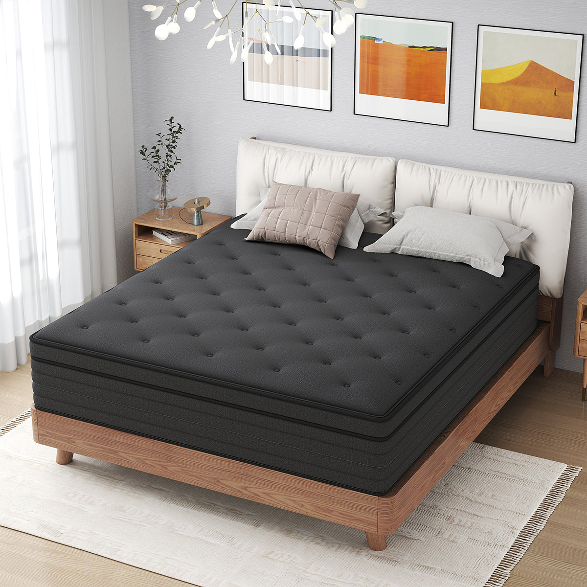 CHEVNI 8/12/14 Inch Black Mattress Hybrid Spring Memory Foam TWIN FULL QUEEN KING Size