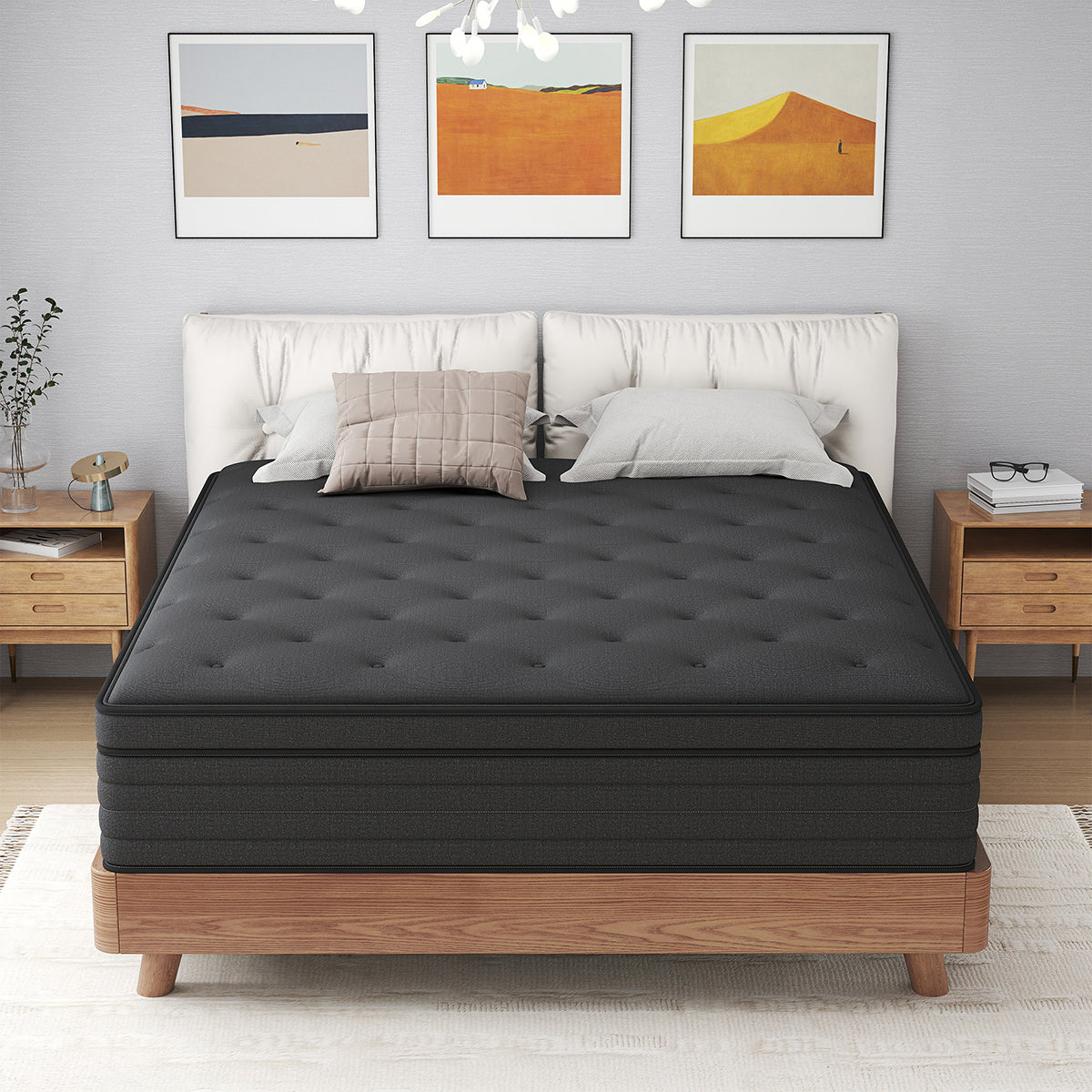 CHEVNI 8/12/14 Inch Black Mattress Hybrid Spring Memory Foam TWIN FULL QUEEN KING Size