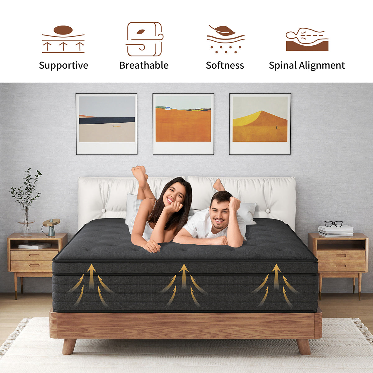 CHEVNI 8/12/14 Inch Black Mattress Hybrid Spring Memory Foam TWIN FULL QUEEN KING Size