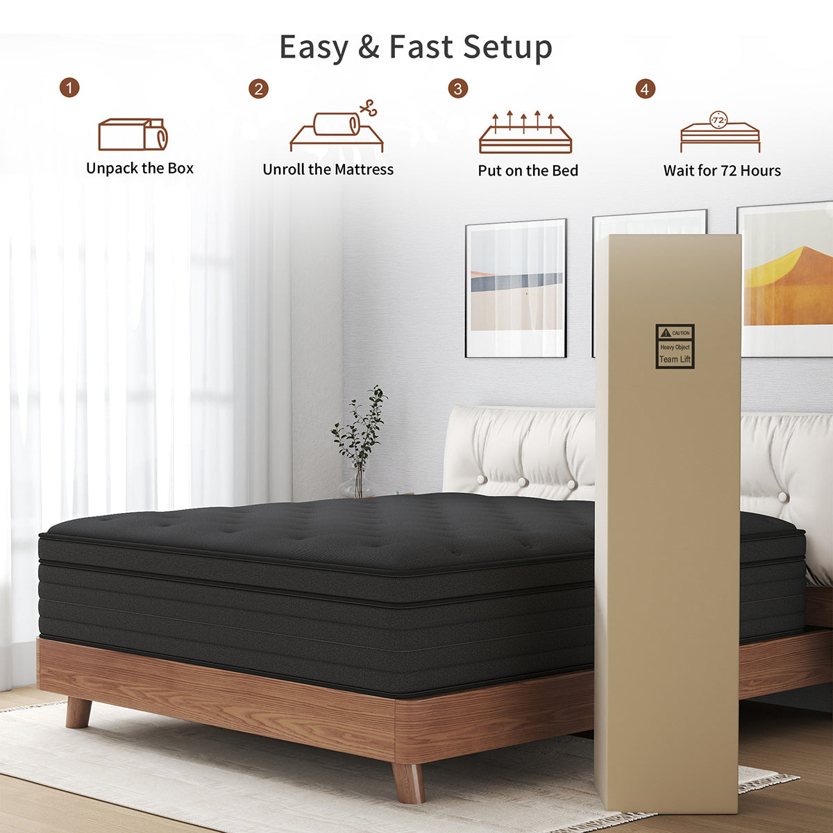 CHEVNI 8/12/14 Inch Black Mattress Hybrid Spring Memory Foam TWIN FULL QUEEN KING Size