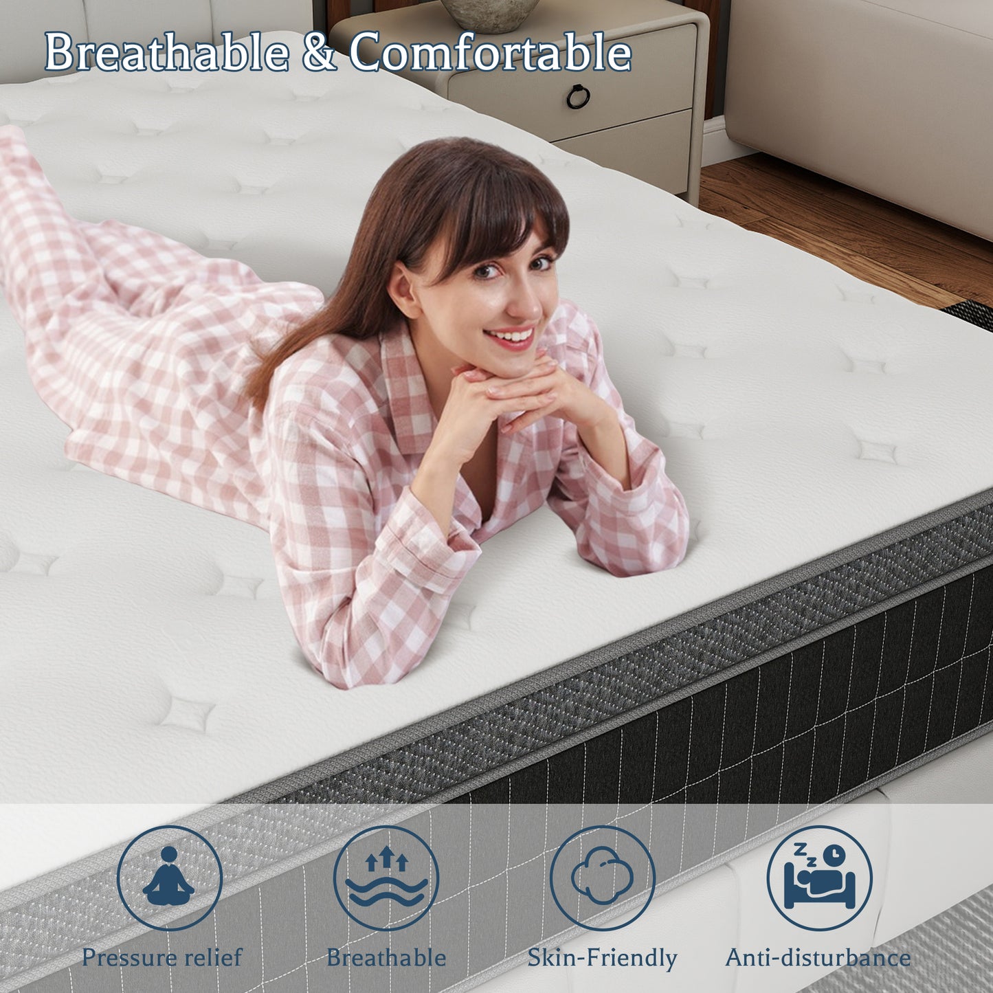 CHEVNI 10/12/14 Inch Hybrid Mattress In a Box Pocket Spring Memory Foam TWIN FULL QUEEN KING Size