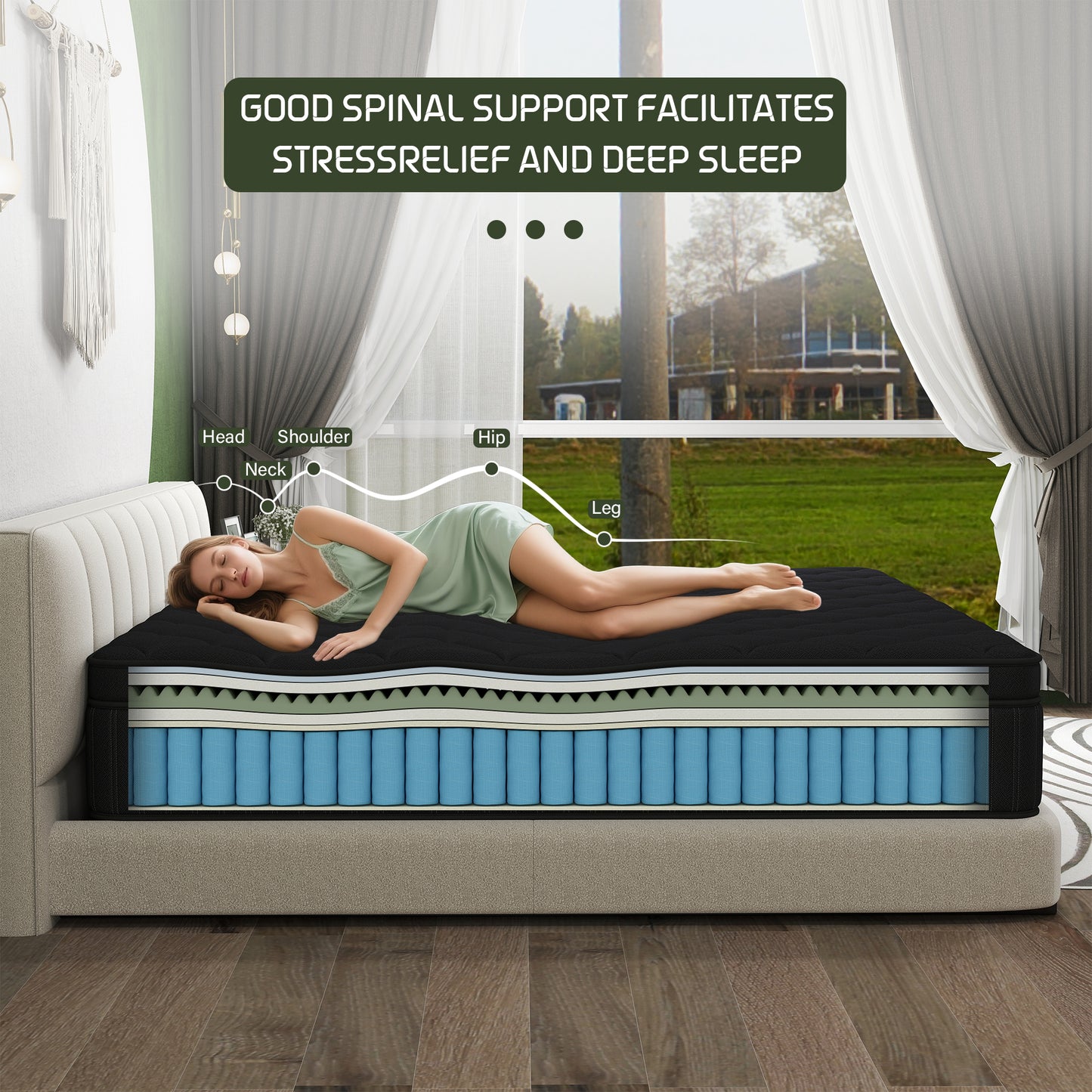 Kviwasha 12/14 INCH TWIN FULL QUEEN KING ADULT MATTRESS WITH POCKET SPRING HYBRID MEMORY FOAM MEDIUM FIRM MATTRESS