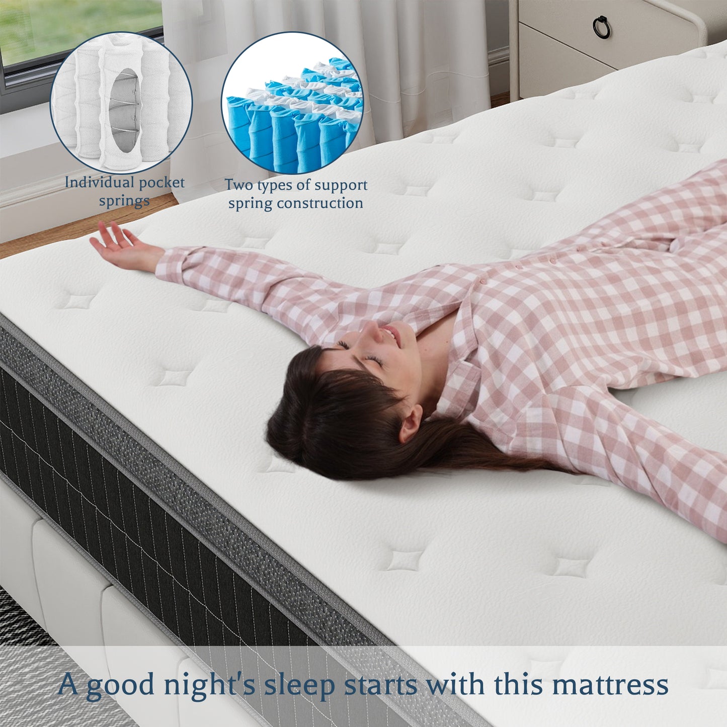 CHEVNI 10/12/14 Inch Hybrid Mattress In a Box Pocket Spring Memory Foam TWIN FULL QUEEN KING Size