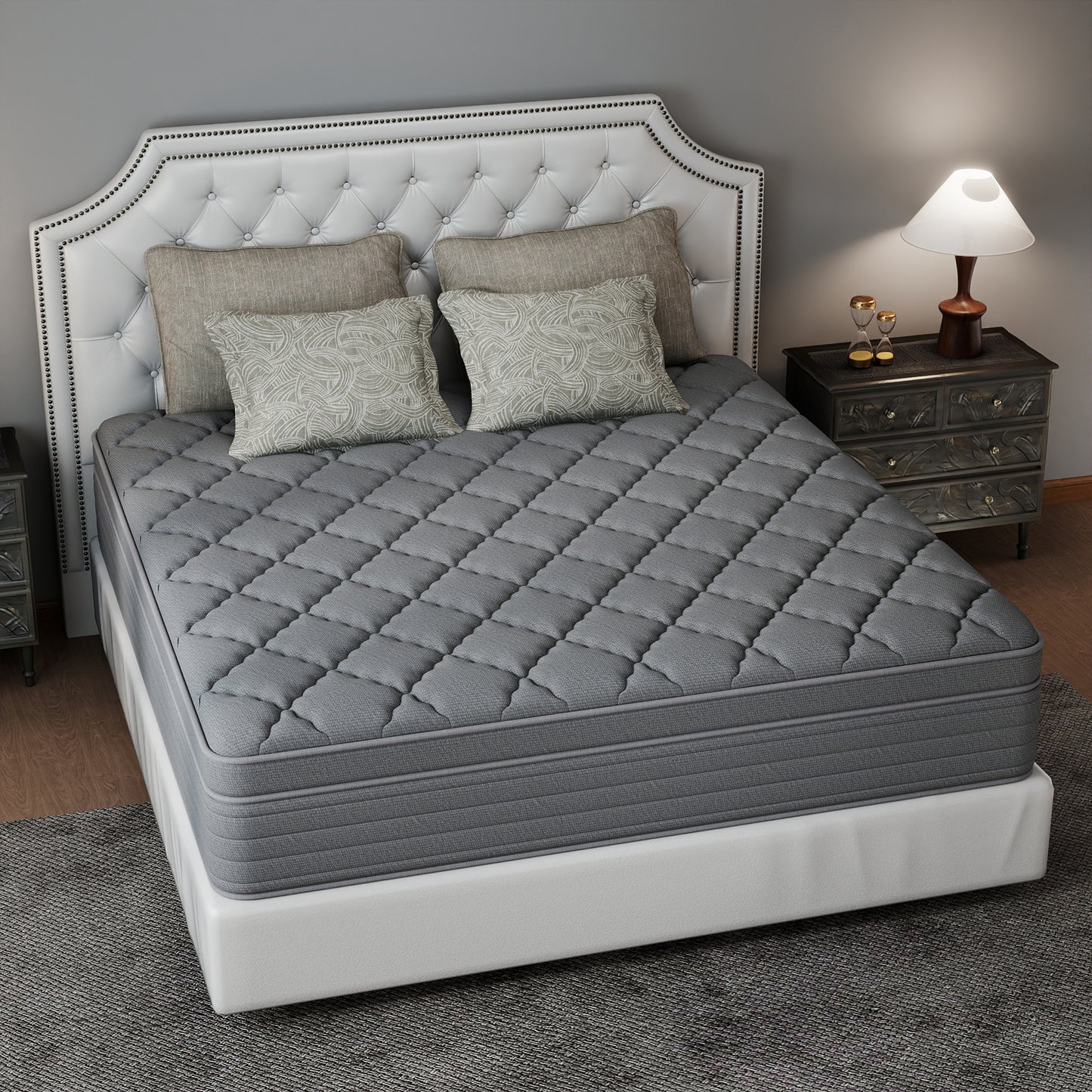 CHEVNI  12/14 Inch Gray Mattress Hybrid Spring Memory Foam Mattresses TWIN FULL QUEEN KING Size