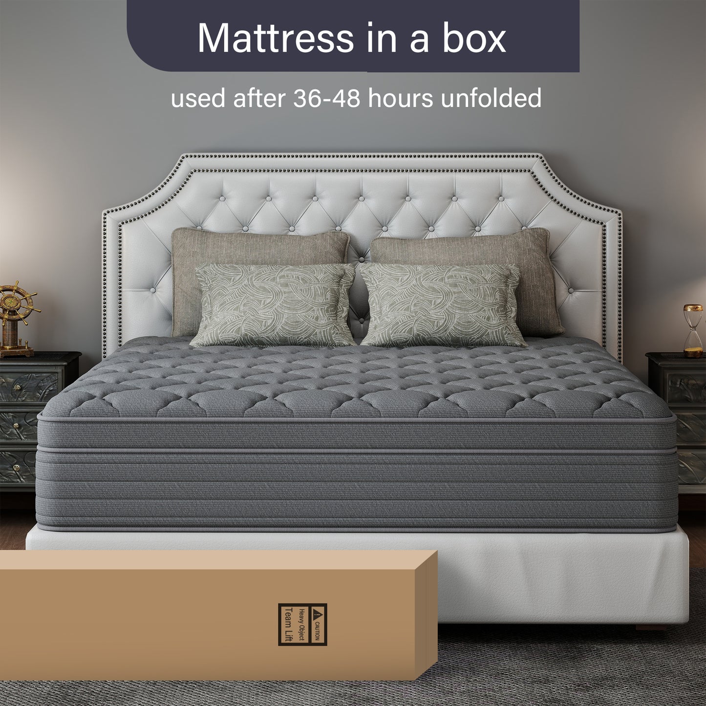 CHEVNI  12/14 Inch Gray Mattress Hybrid Spring Memory Foam Mattresses TWIN FULL QUEEN KING Size