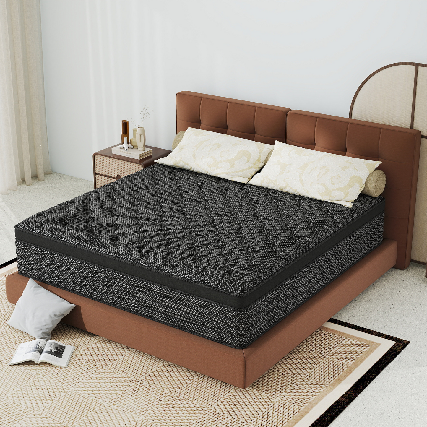CHEVNI 12/14 Inch Black Mattress Hybrid Spring Memory Foam TWIN FULL QUEEN KING Size