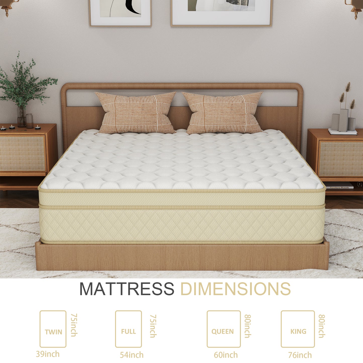 CHEVNI 12/14 Inch Hybrid Spring Memory Foam Mattress TWIN FULL QUEEN KING Size