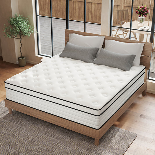 CHEVNI 12/14 INCH HYBRID SPRING MEMORY FOAM WHITE MATTTRESS IN A BOX TWIN FULL QUEEN KING SIZE