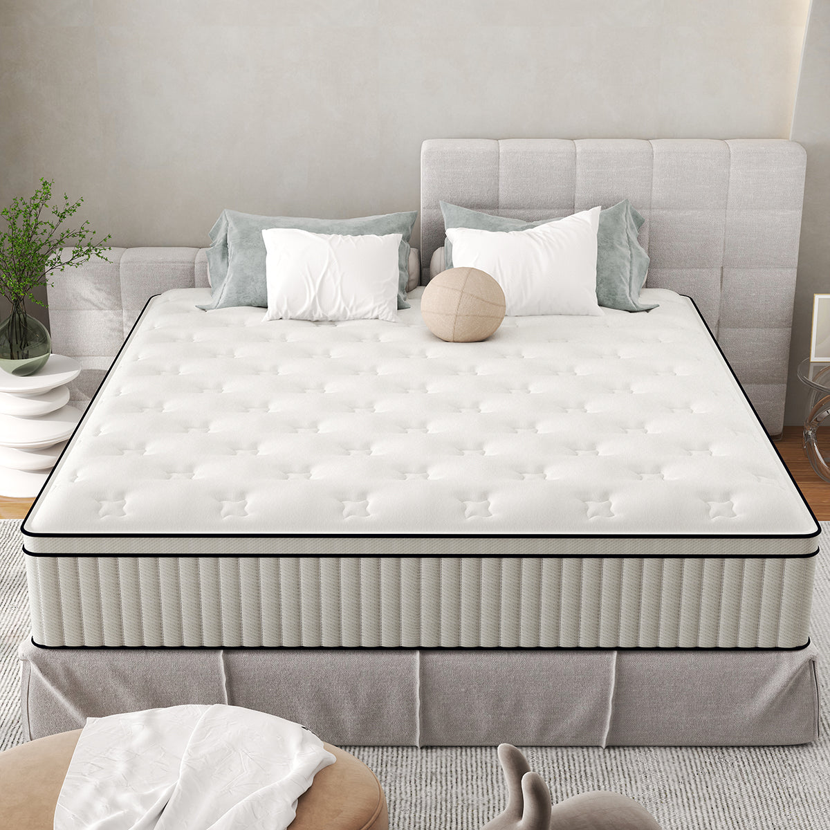 12 INCH WHITE MATTTRESS IN A BOX HYBRID SPRING MEMORY FOAM TWIN FULL QUEEN KING SIZE