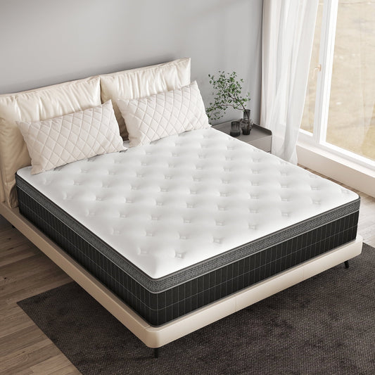 Kviwasha 10/12/14 INCH TWIN FULL QUEEN KING ADULT MATTRESS WITH POCKET SPRING HYBRID MEMORY FOAM MEDIUM FIRM MATTRESS